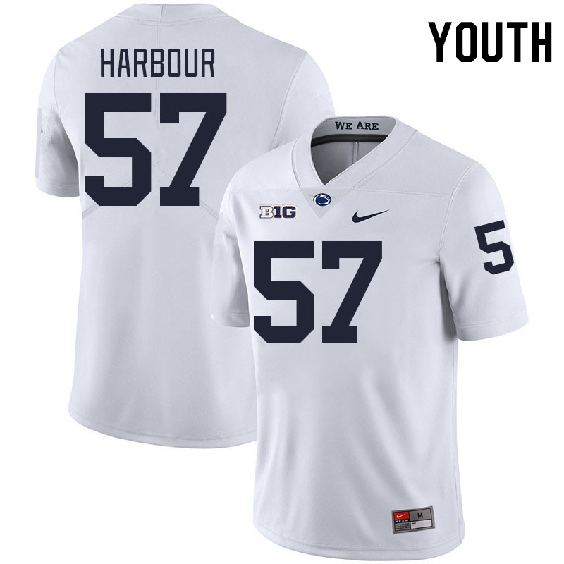 Youth #57 Donnie Harbour Penn State Nittany Lions College Football Jerseys Stitched-White